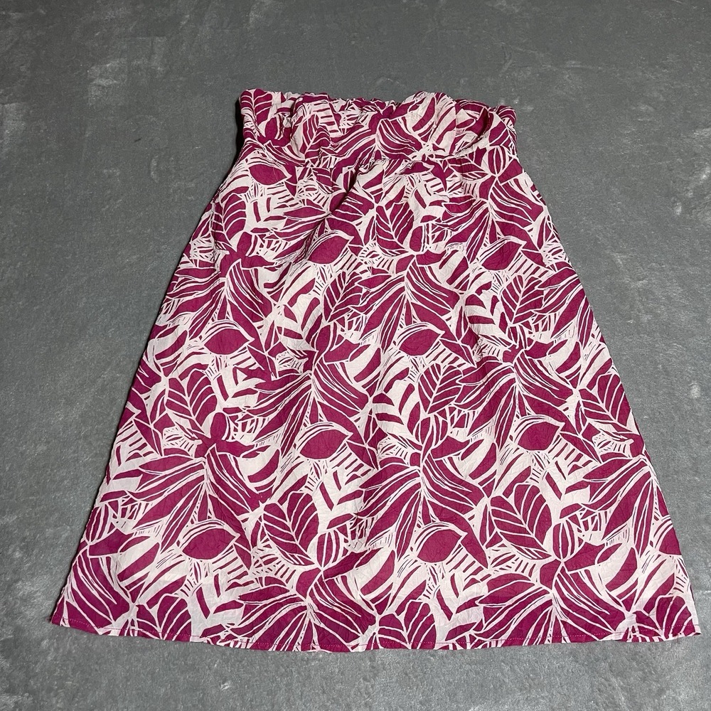 Y2K American Eagle Strapless Dress Womens 10‎ Pink White Floral Smocked Beach